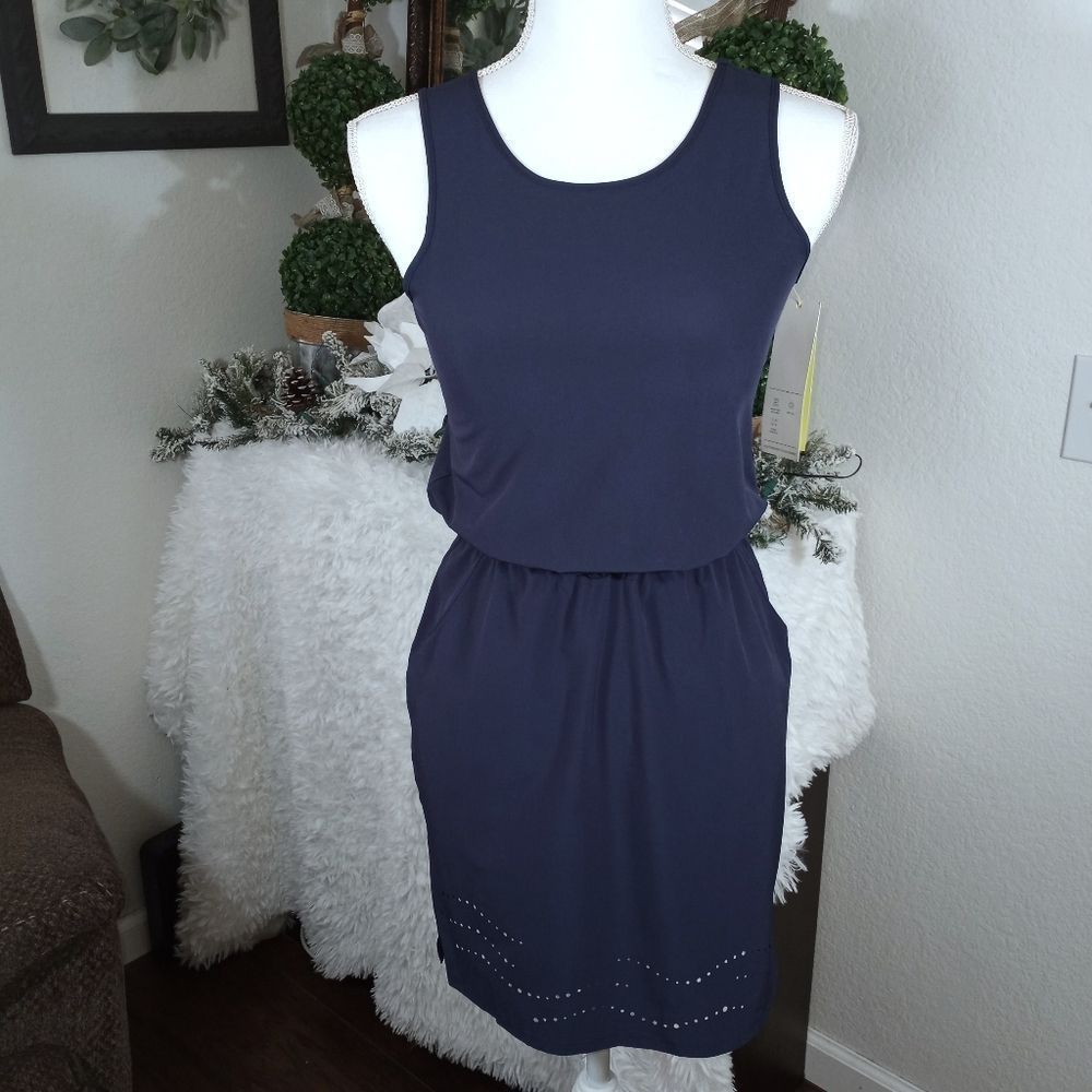 ALL IN MOTION NAVY DRESS SZ.L FITS LIKE SMALL NWT